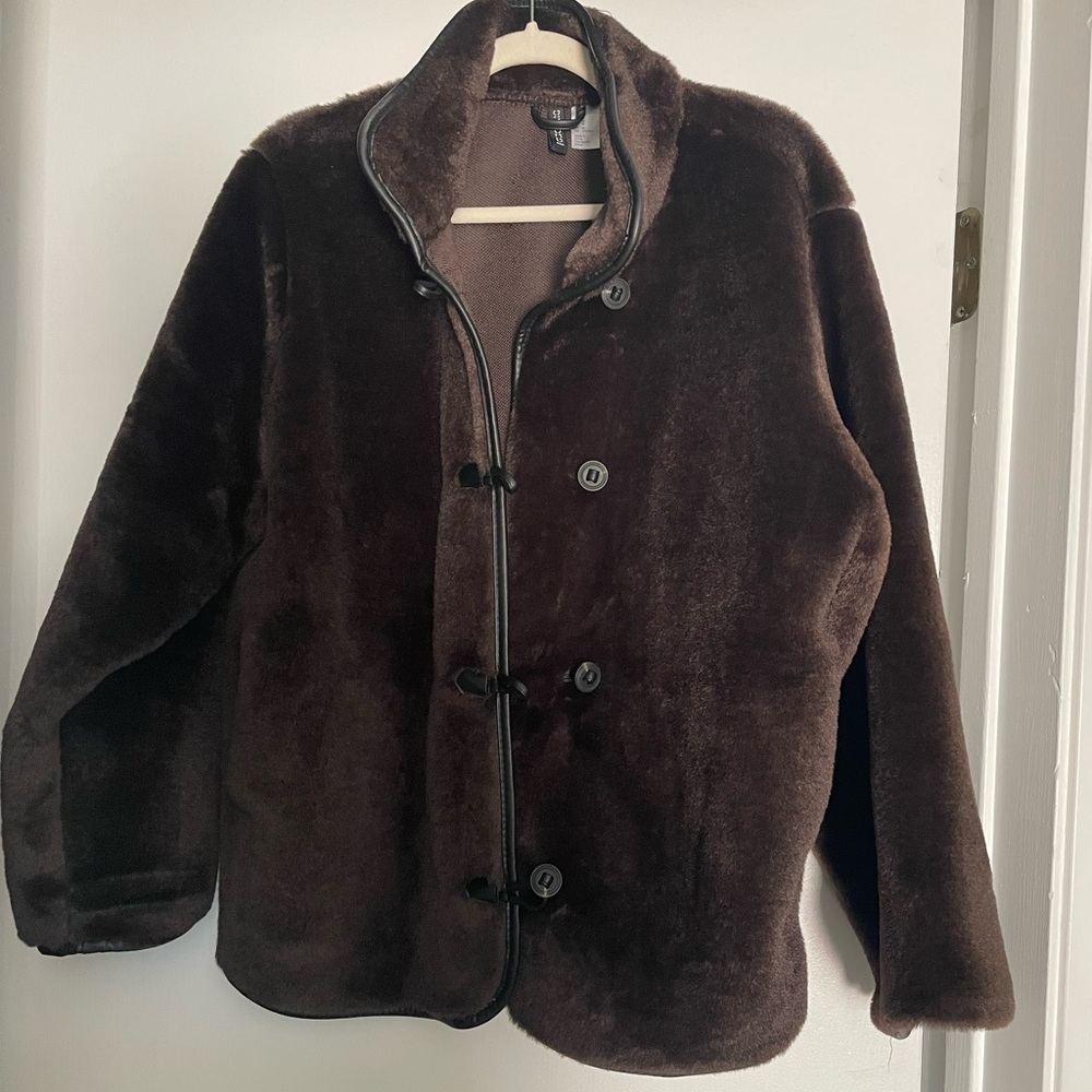 H&M dark brown fur jacket